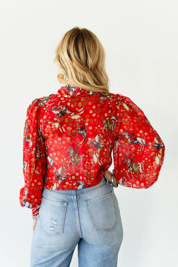 Red Cowboy Blouse