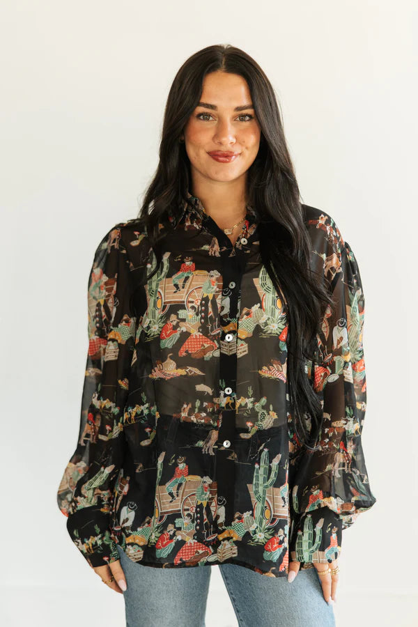 Black Wagon Chiffon Top