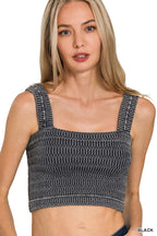 Wrinkle Stone Washed Crop Top