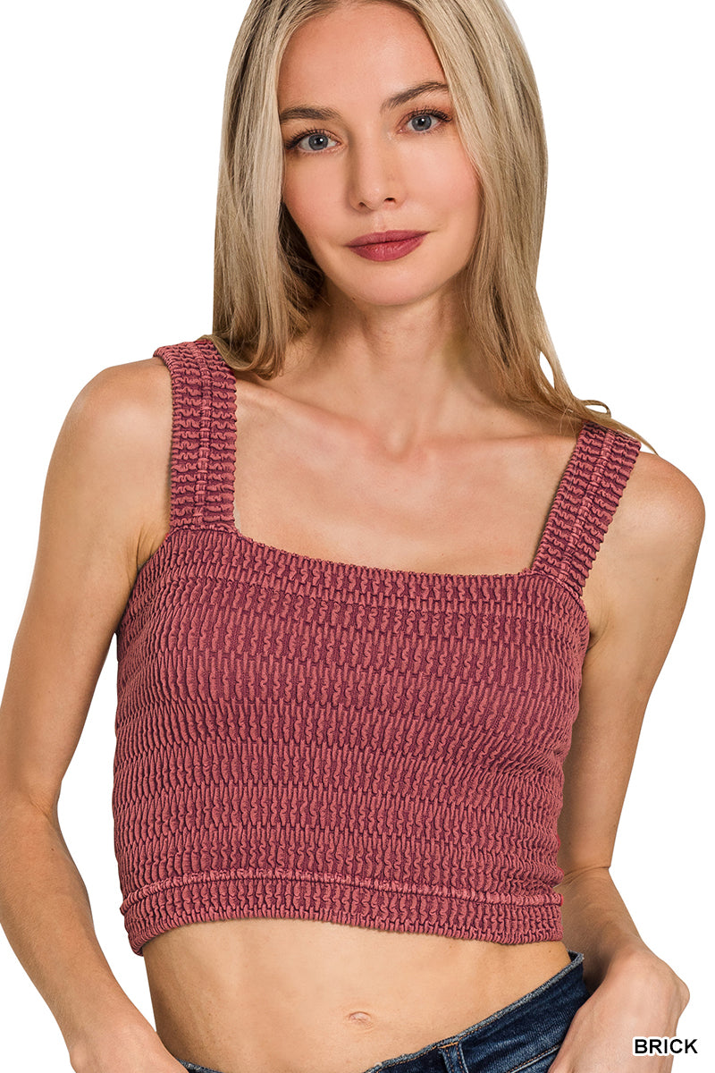 Wrinkle Stone Washed Crop Top