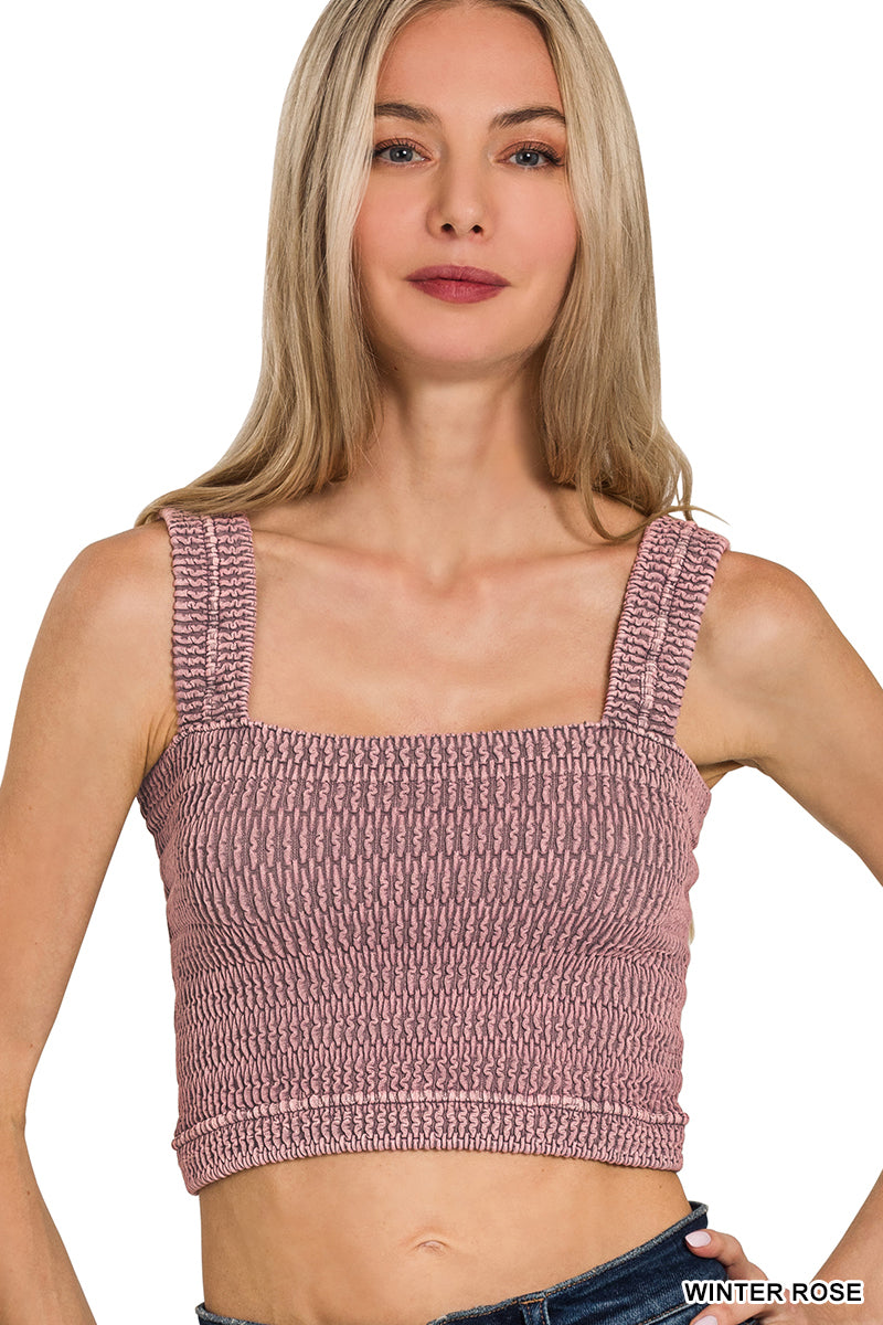 Wrinkle Stone Washed Crop Top