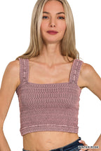 Wrinkle Stone Washed Crop Top