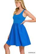 Combined knit & woven dress with pocket