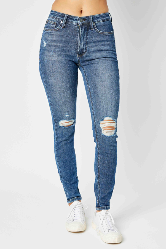 Mid Rise Tummy Control Skinny Jeans