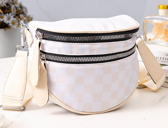 Double zip crescent sling bum bag