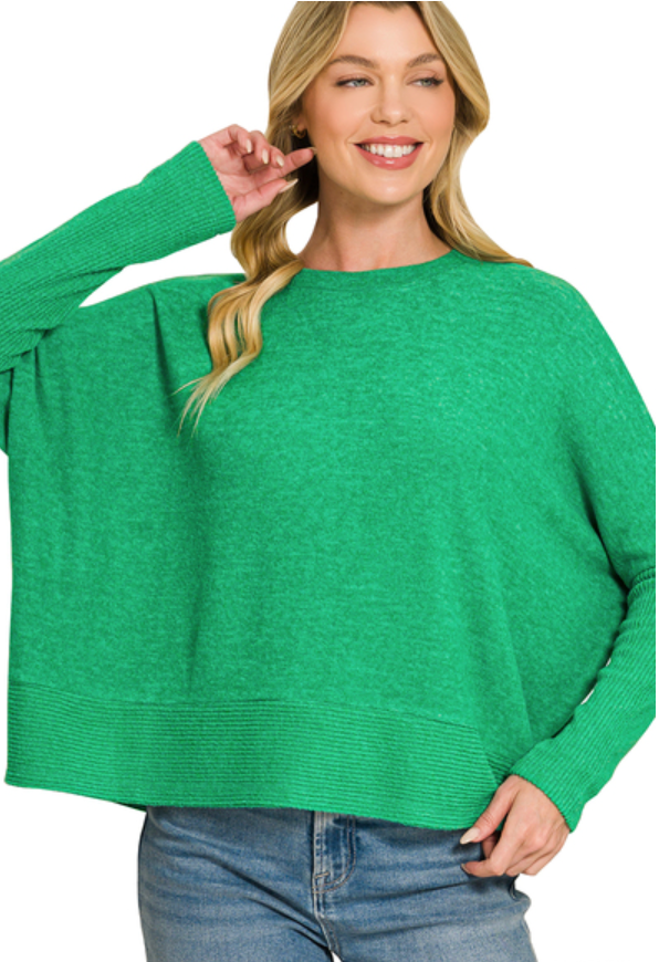 Brushed Melange Hacci Dolman Sleeve Sweater