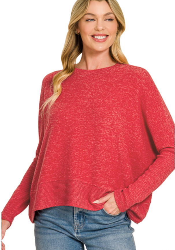 Brushed Melange Hacci Dolman Sleeve Sweater