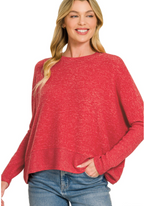 Brushed Melange Hacci Dolman Sleeve Sweater