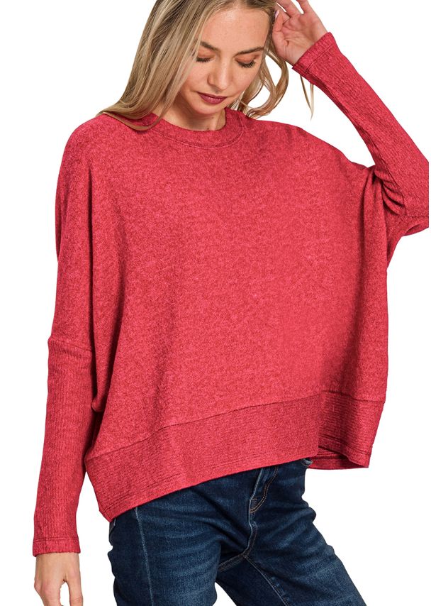 Brushed Melange Hacci Dolman Sleeve Sweater