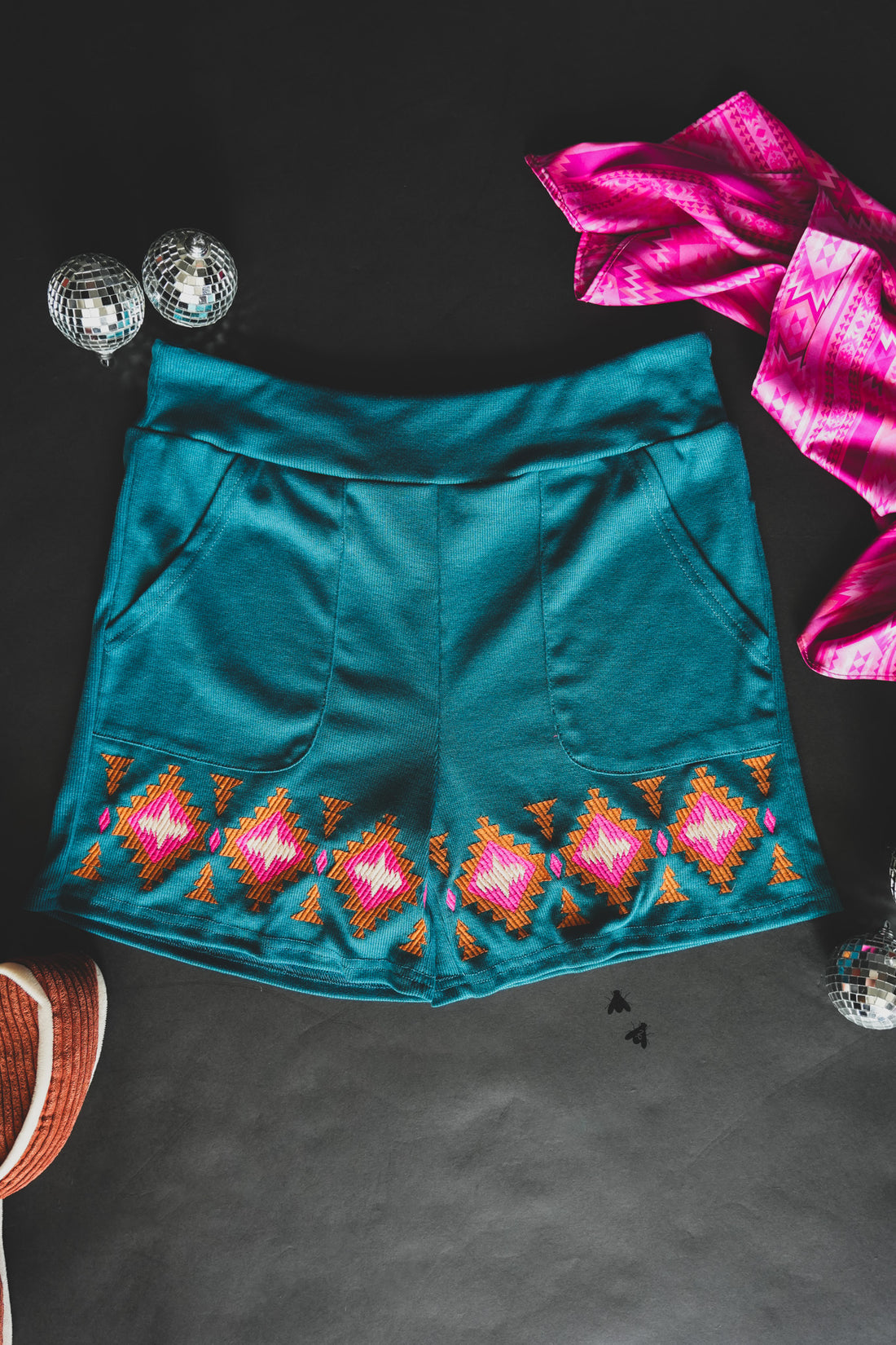 Aztec Embroidered Shorts