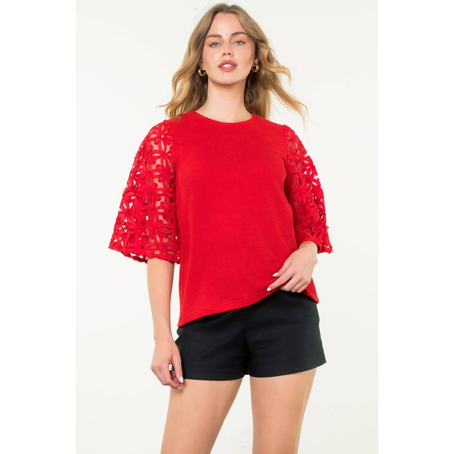 Flower Detail Sleeve Top