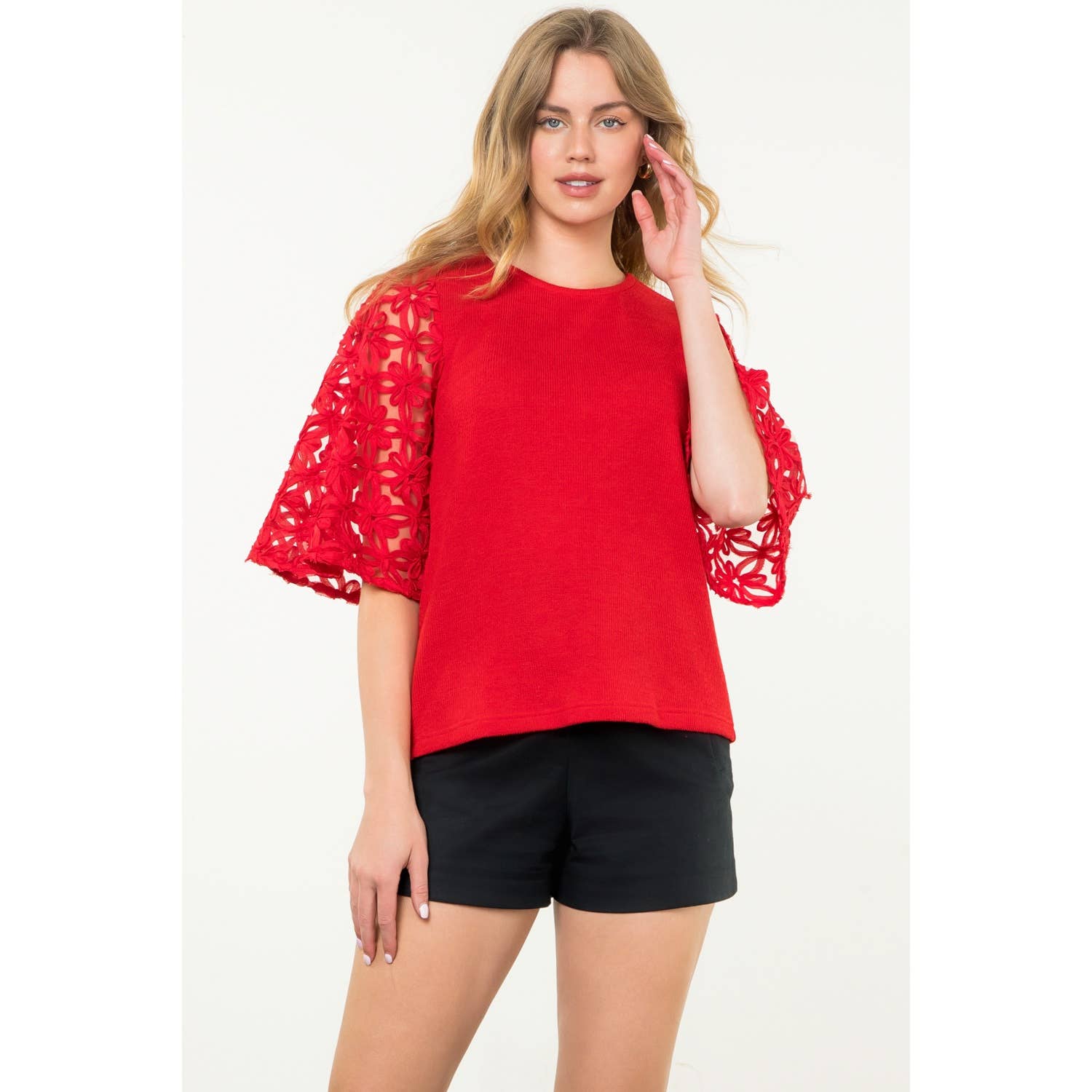 Flower Detail Sleeve Top