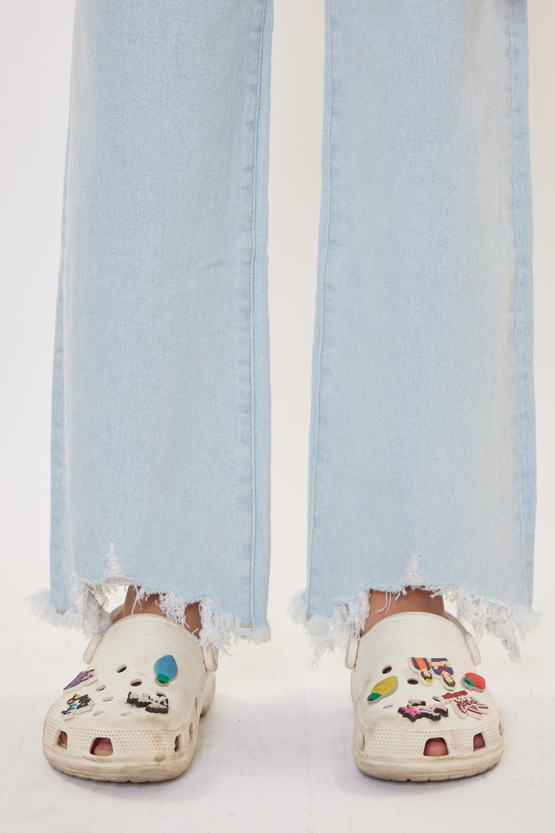 Kids High Rise Wide Leg Jeans