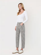 High Rise Leopard Print Utility Barrel Jeans