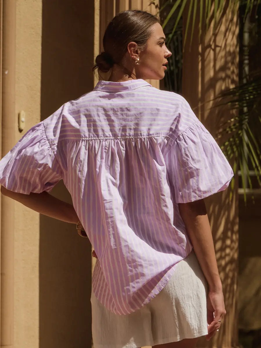 Striped Poplin Button Down Shirt