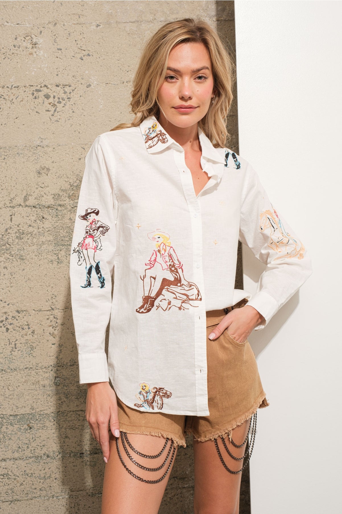 Western Cowgirl Linen Blouse