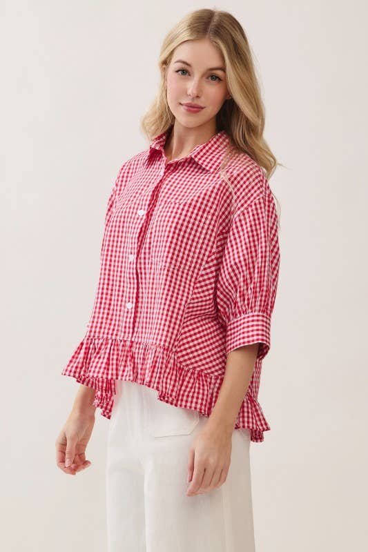 Gingham Button-Up Shirt