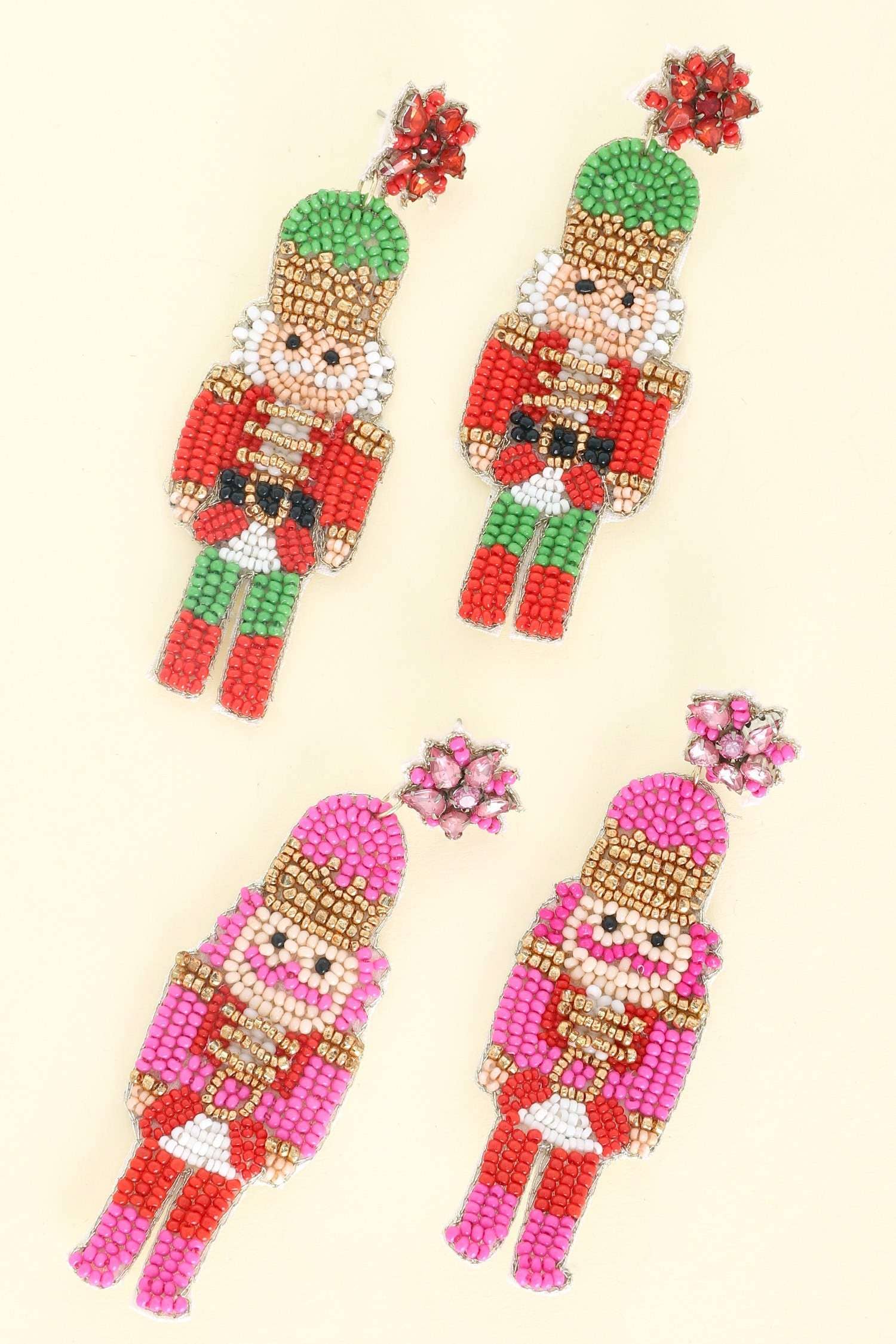 NUTCRACKER CHRISTMAS BEADED EARRINGS