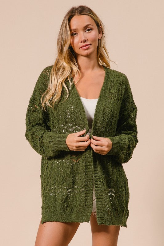 Long Pointelle Cardigan