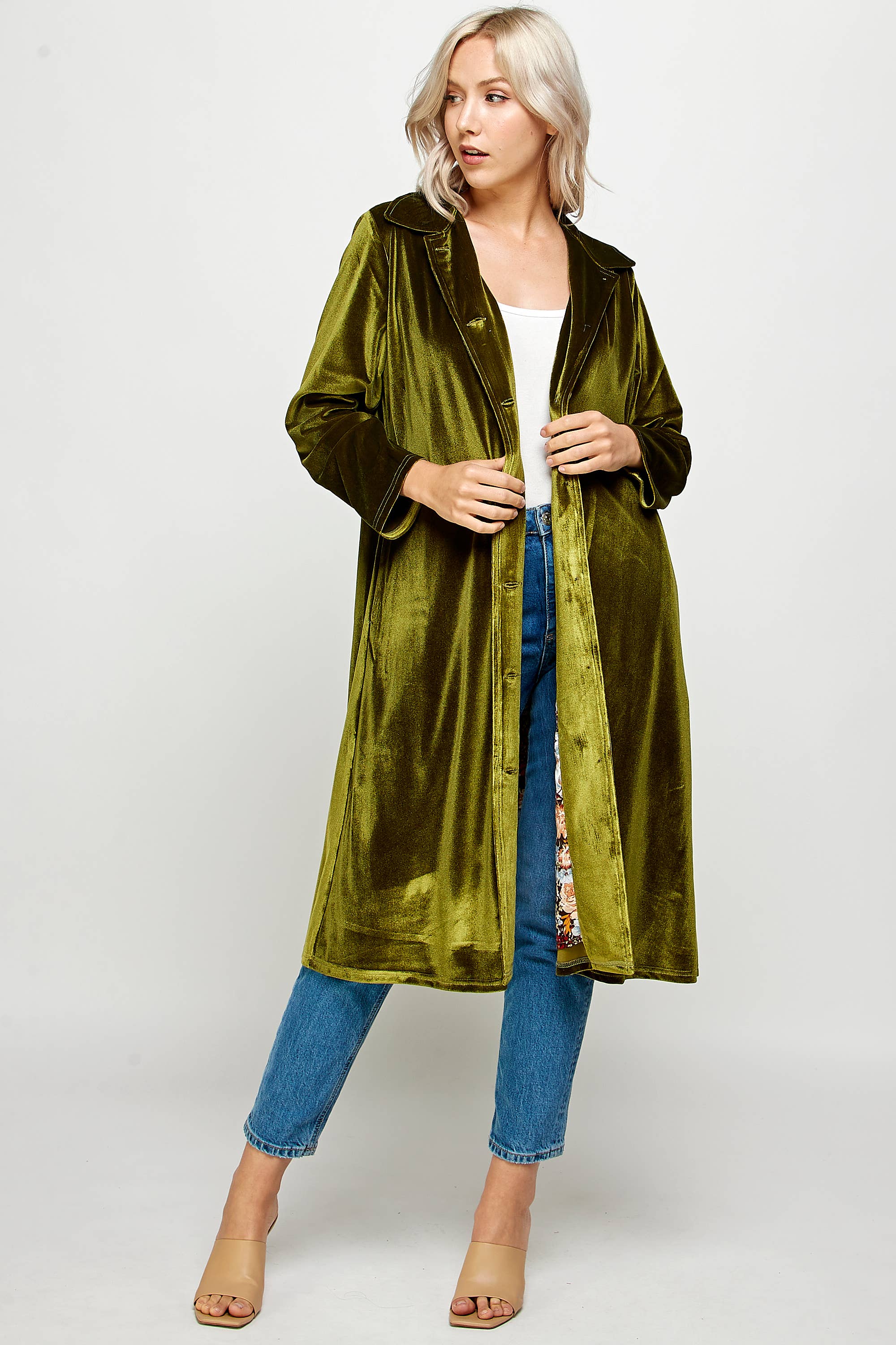 Long Sleeve Velvet Duster