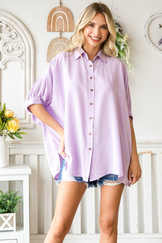 Dolman Sleeve Button Up