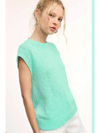 Loose Fit Sleeveless Ribbed Knit Crew Neck Top