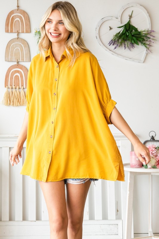 Dolman Sleeve Button Up