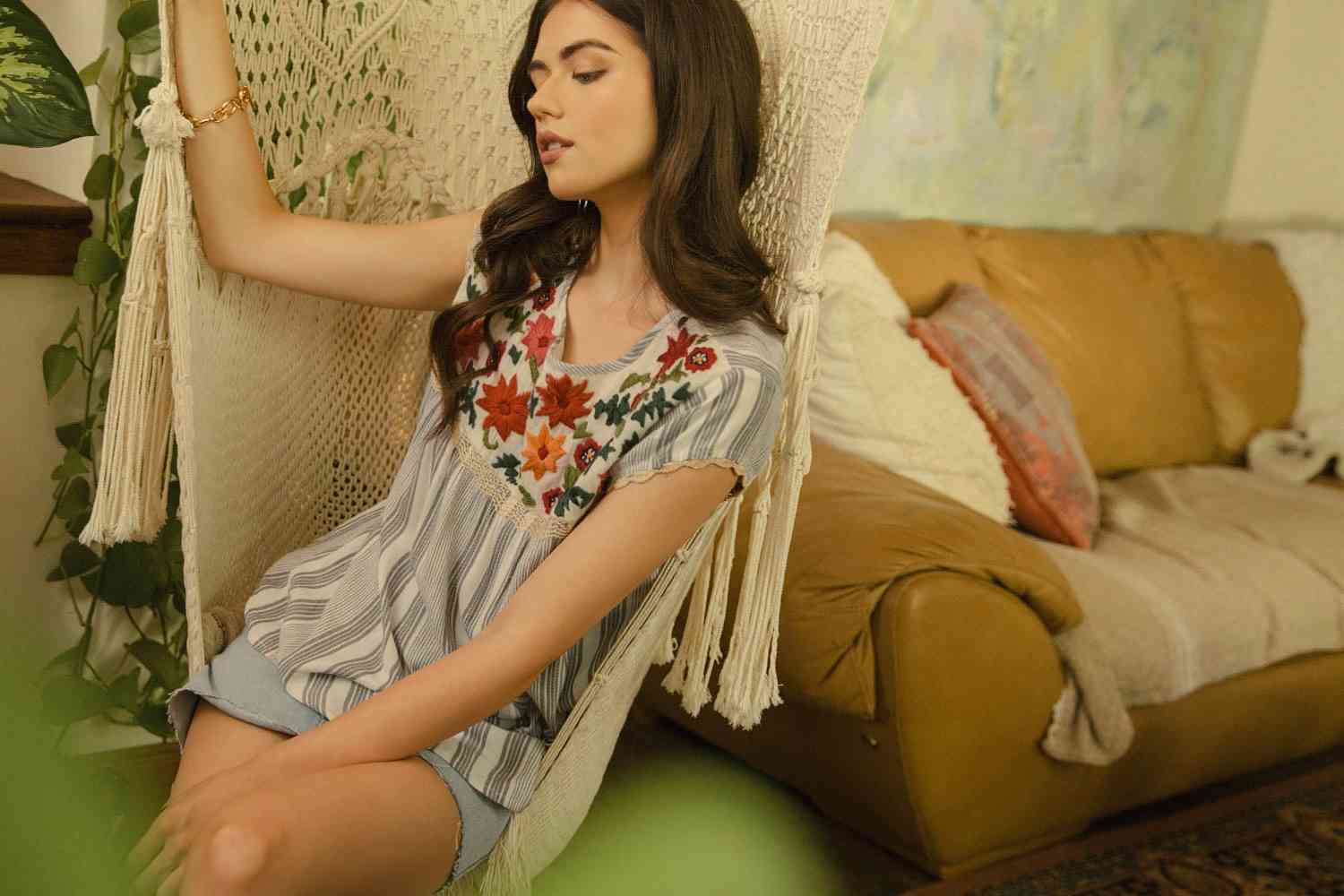 Embroidered Stripe Top