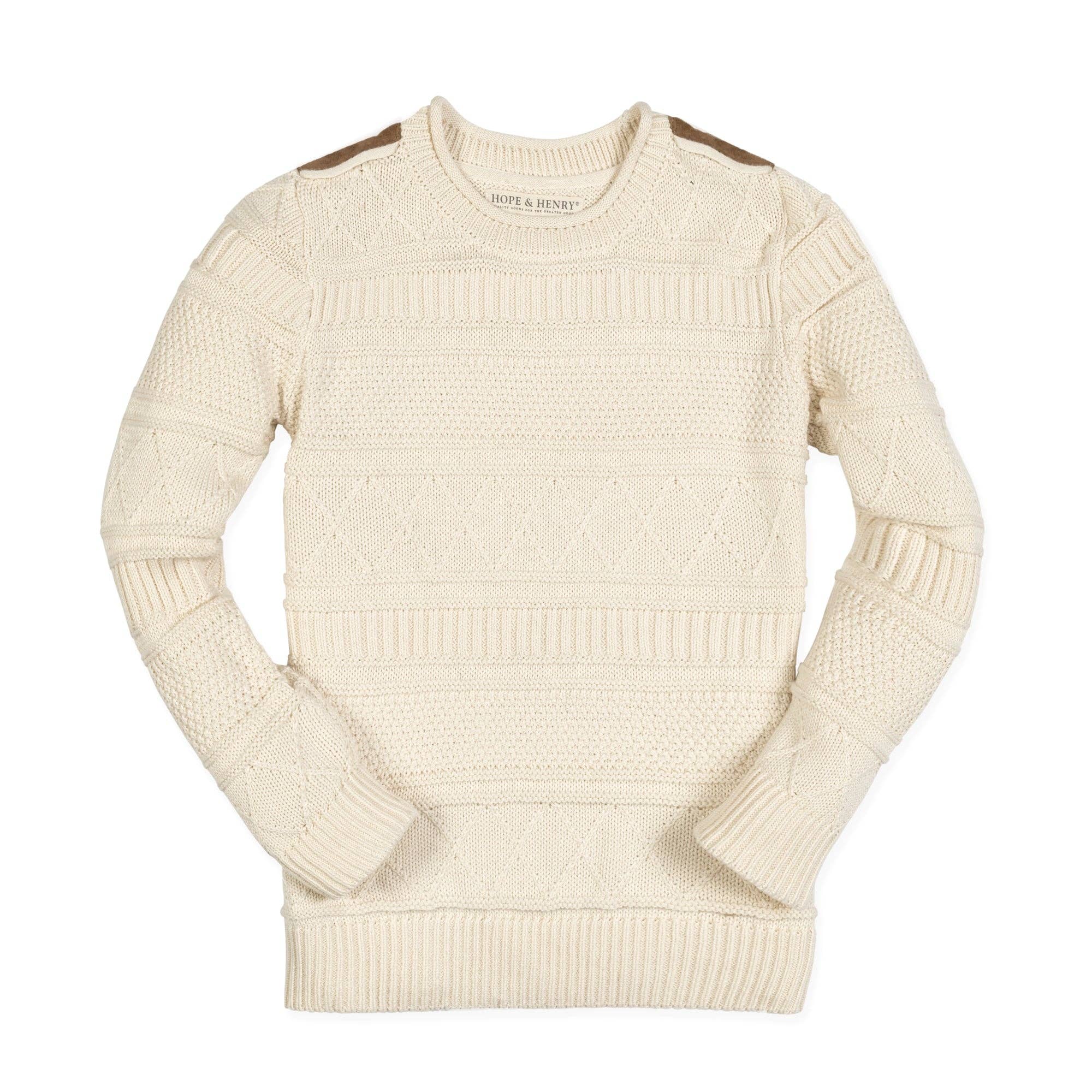 Cable Sweater Suede Shoulder