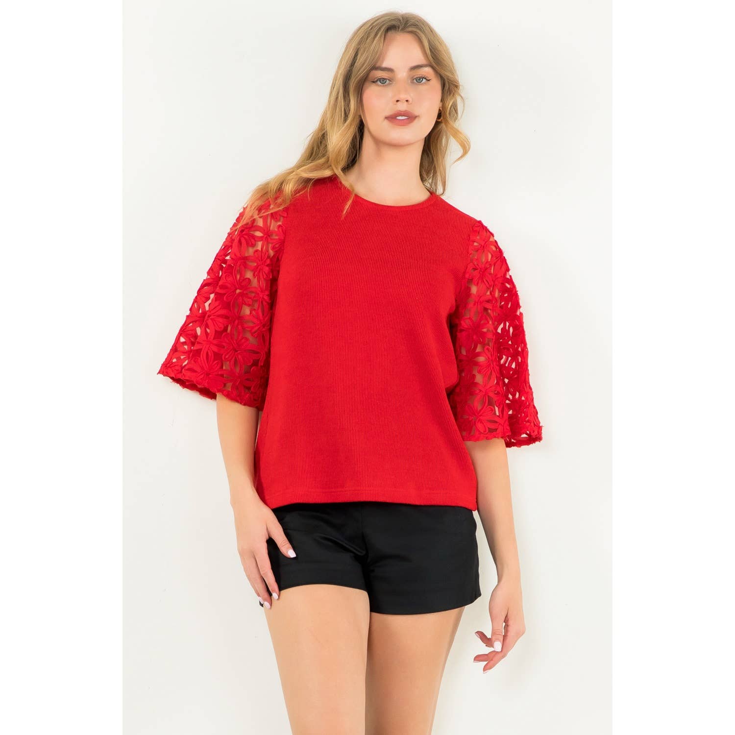 Flower Detail Sleeve Top