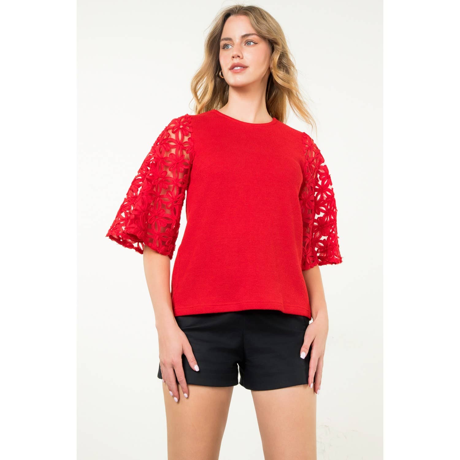 Flower Detail Sleeve Top