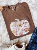 Fall Floral Appliqué Pumpkin Tee