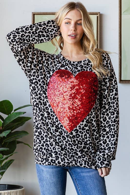 ANIMAL PRINT TOP W/ Heart