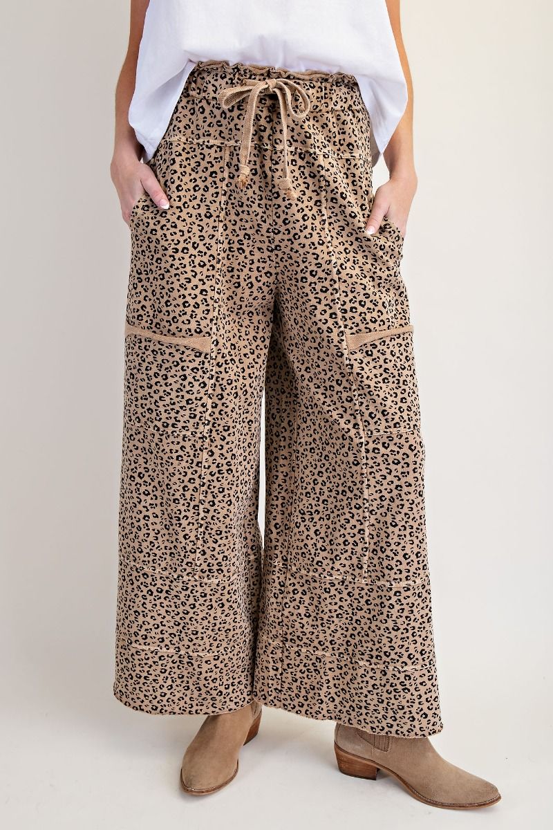 ANIMAL PRINT MINERAL WASHED LOUNGE PANTS