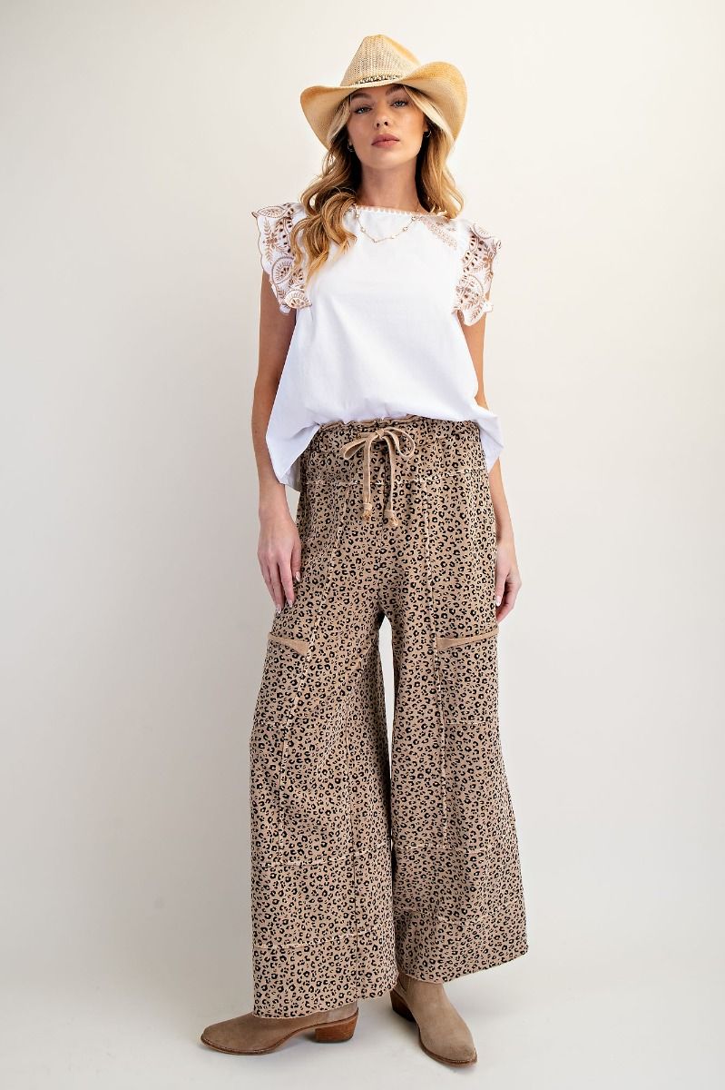 ANIMAL PRINT MINERAL WASHED LOUNGE PANTS
