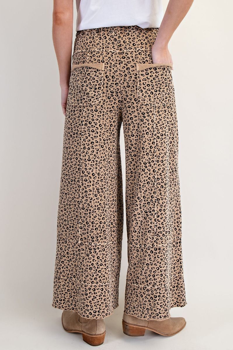 ANIMAL PRINT MINERAL WASHED LOUNGE PANTS