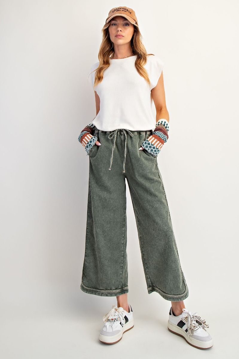 MINERAL WASHED DENIM PANTS