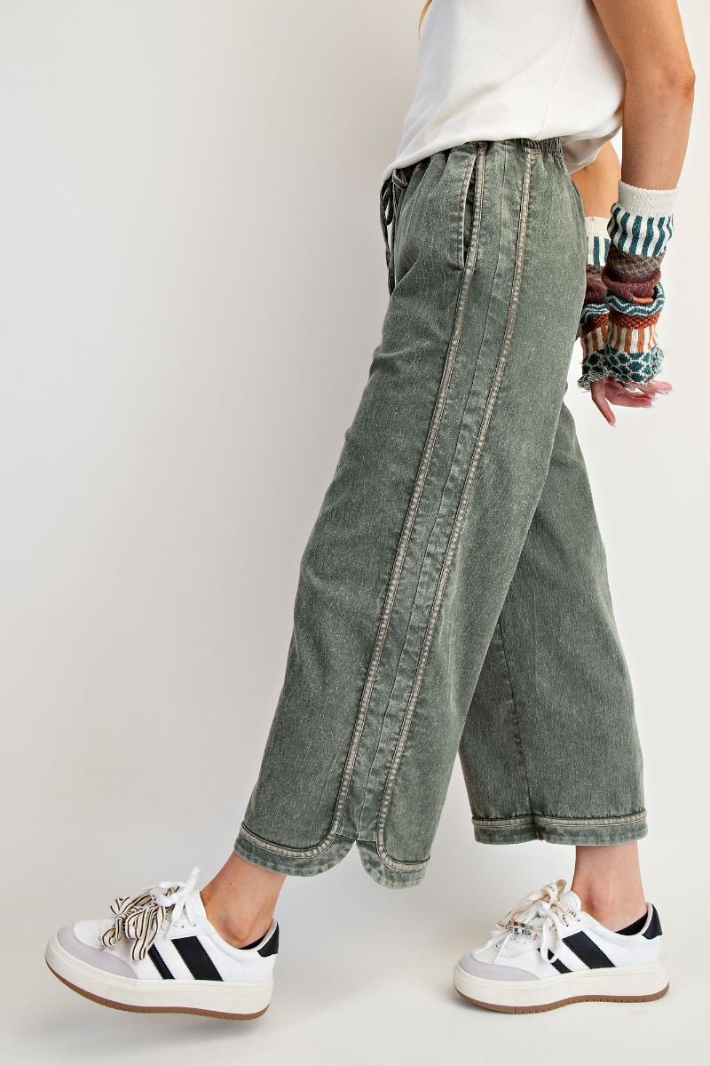MINERAL WASHED DENIM PANTS