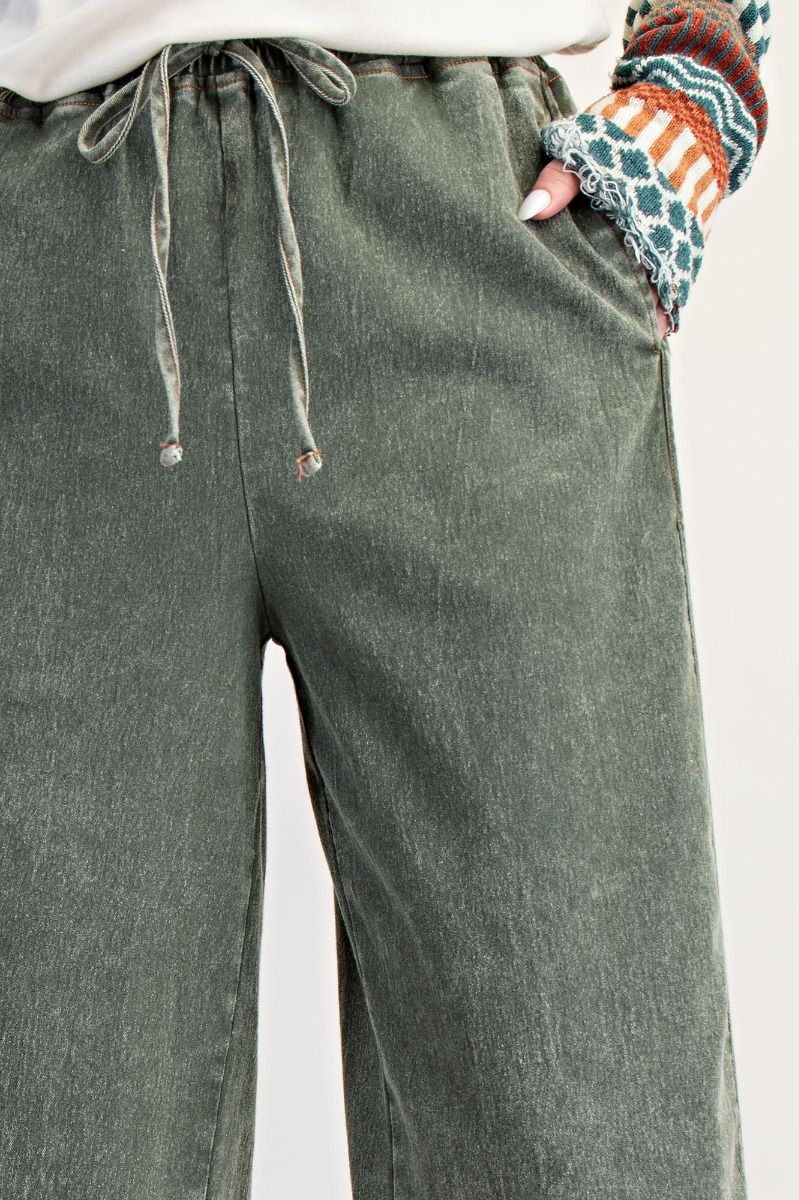 MINERAL WASHED DENIM PANTS