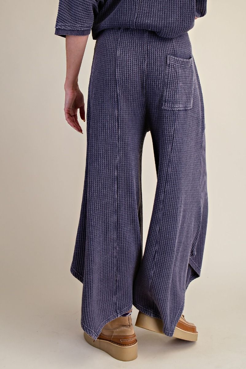 Washed Thermal Pants w/ Crochet Patch