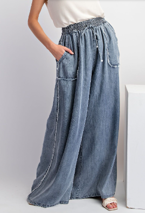 Washed Chambray Trousers