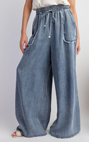 Washed Chambray Trousers