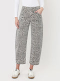 High Rise Leopard Print Utility Barrel Jeans