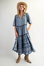Wing Sleeve Maxi Dress