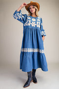 Floral Embroidery Washed Dress