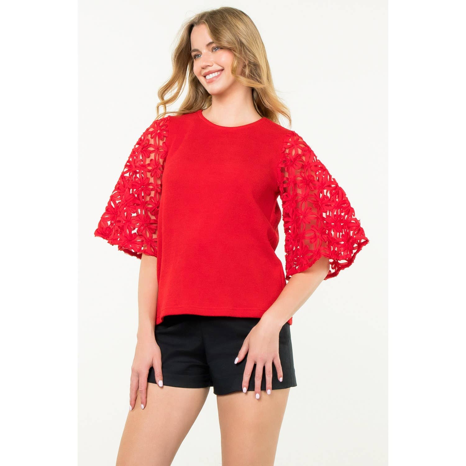 Flower Detail Sleeve Top