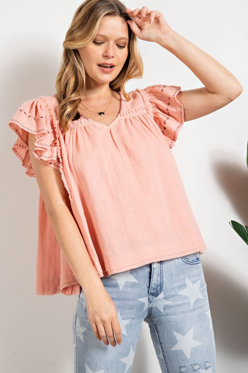 Featherweight Ruffle Sleeve Top