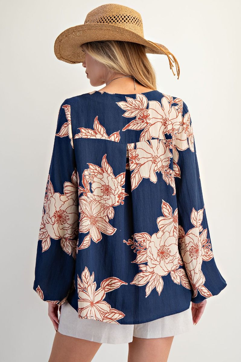 Printed V-neck Top