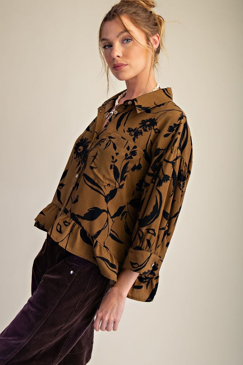 3/4 Sleeve Button Down