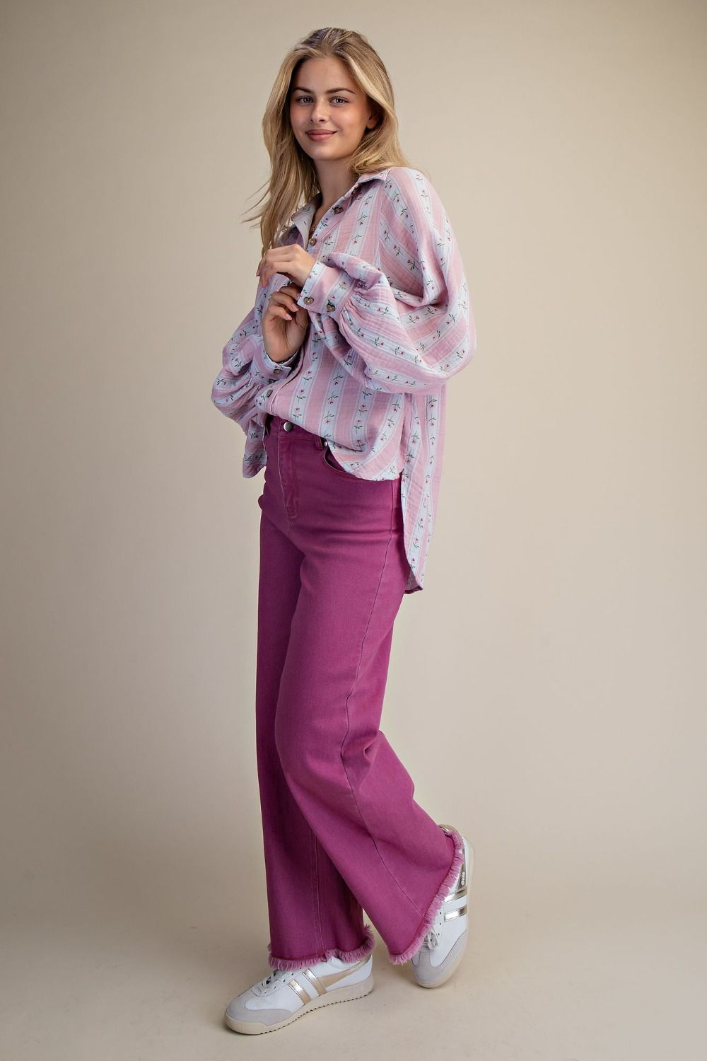 WALL PAPER PRINTED COTTON GAUZE WASHED SHIRT